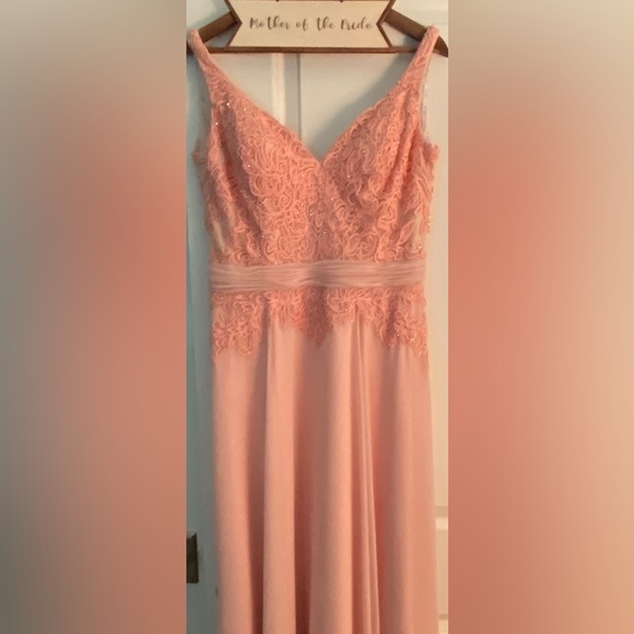 Gown Size 14, Camille La Vie, soft blush color. 5 ft 2” woman wore this once. - Picture 4 of 4